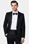 Slim Fit Black Crepe Pattern Tuxedo Suit - 2