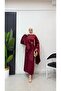 Bat Sleeve Buckle Detailed Satin Hijab Evening Dress