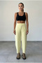 Light Yellow High Waist Ankle Length Carrot Cut Fabric Trousers Casual Stylish Office Pants - 4