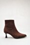 Women's Thin Heeled Slip-On Boots Brown Suede - 8