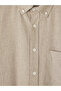 Ozmarka New Season Brown Regular Fit Striped Gabardine Men's Shirt - 6