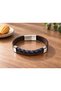 Velsaro Bluepath Brown Leather Men's Bracelet - Navy Blue Fine Weave Detail - 3