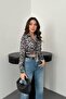 Black Leopard Patterned Satin Shirt - 2