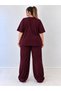 Women's Oversize Tracksuit Set – Wide-Leg Pants & T-Shirt 2-Piece Set - 3