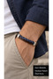 Velsaro Bluepath Brown Leather Men's Bracelet - Navy Blue Fine Weave Detail