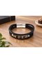 Marzello Gildcube Black Leather Men's Bracelet - Layered with Metal Cube Beads - 2