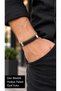 Selvano Olivearc Black Leather Men's Bracelet - Khaki Thin Braided Layer