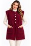 Women's Soft Textured Stone Buttoned Pocketed Long Knit Vest - 3