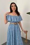 Baby Blue Brode Dress with Elastic Shoulder - 3