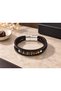 Orvesso Goldblock Black Leather Men's Bracelet - Gold Tone Cube Beaded - 3