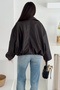 New Season Bomber Oversize Women's Leather Jacket with Belt Detail - 8