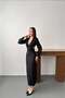 Black Sleeves Chiffon Back Waist Detail Dress