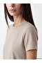Beige crew neck soft touch women's t-shirt - 3