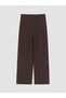 Brown Pleated Women's Crepe Trousers with Belt at the Waist - 3