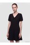 Black V-Neck A-Line Mini Dress - 2