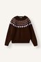 Crew Neck Jacquard Patterned Knitwear Sweater for Girls I5464A826Wn