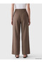 Khaki Wide Leg Pleated Women's Fabric Trousers - 4