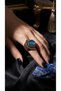 Bronze Women's Ring Authentic Copper Jewelry Blue Cat's Eye Stone Moon and Sun Front Adjustable Vintage