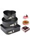 3 Pcs Springform Cake Pan Set with Quick Release Latch, Round, Heart, and Square Shapes - 8