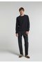 Regular Fit Round Neck Plain Men's Navy Blue Sweater - 3