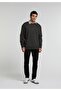 Relaxed Fit Round Neck Plain Men's Anthracite Sweatshirt - 3