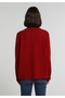 Relax Fit Round Neck Embroidered Women's Red Sweater - 2