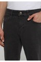 Straight Fit Mid Waist Straight Leg Men's Anthracite Trousers - 4