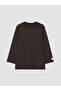 Özmarka New Season Brown Crew Neck Women's Sweatshirt Tunic - 5