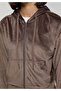 Slim Fit Zippered Plain Women's Brown Sweatshirt - 4