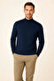 Men's Half Turtleneck Knitwear Sweater Soft Textured Cotton Fine Weave, Long Sleeve Comfortable Regular Fit - L - 3