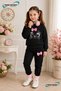 Winter Unisex Black Tracksuit, Black Sweat Top and Bottom Set