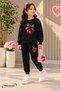 Winter Unisex Black Tracksuit, Black Sweat Top and Bottom Set
