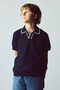 Regular Fit Apaş Collar Viscose Navy Blue Boy's T-Shirt G6606A8/Nv146