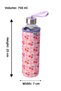 Glass Water Bottle with Case 750 ml Cherry Patterned – Protected with Steel Lid and Carrying Strap for Sports, School, Office, Detox Water Bottle - 2