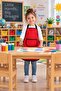 Red Kids Apron with Pockets Painting Activity Apron Washable Nursery Kindergarten Kitchen Painting Apron Liquid Proof for 5-10 Years - 4