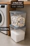 2-Piece 15Lt Deep Elora Storage Box - Bathroom Organizer Lock Lid Organizer Detergent Container Gray