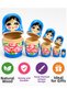 Wooden Matryoshka Doll Set of 5 – Nesting Russian Dolls Hand Painted Decorative Toy Gift - 5