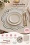 2 Pieces Love Birds Model Double Row Embroidered Green American Service Plate Set - 4