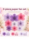 Pink Lilac Shades Retro Colors Flower Shaped Fan Set 9 Pieces - 2