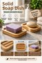 Wooden Solid Soap Dish 11.5 cm – Soap Holder with Drainer and Grooves – Natural Wooden Soap Dish for Bathroom and Kitchen