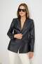 Siyah Suni Deri Fitted/Vücuda Oturan Blazer Ceket TWOAW27BC00036 - 2