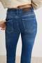Premium Koyu Mavi Orta Esnek Düşük Bel İspanyol Paça Flare Jeans TWOAW27JE00204 - 5