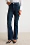 Premium Koyu Mavi Orta Esnek Yüksek Bel Flare Jeans TWOAW27JE00205 - 4