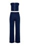 Koyu Mavi Çizgili Straplez Bluz Jeans Denim Alt - Üst Takım TWOAW27AU00102 - 6