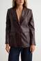 Bordo Suni Deri Fitted/Vücuda Oturan Blazer Ceket TWOAW27BC00036 - 3