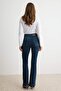Premium Koyu Mavi Orta Esnek Yüksek Bel Flare Jeans TWOAW27JE00205 - 6