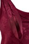 Burgundy Floral Slit Satin Woven Nightgown Thmaw27Gc00024 - 4