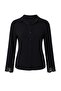 Black Cuffed Lace Draped Oversize Shirt Tctaw27Tg00019 - 4