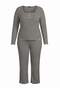 Black Striped Half Placket Knitted Large Size Pajama Set Tbbaw27Ai00051