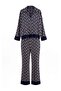 Navy Blue Geometric Patterned Viscose Woven Pajama Set Thmaw27Pt00081 - 4